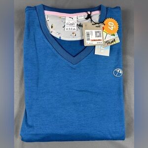 Puma Golf Sweater Arnold Palmer Umbrella Logo V-Neck 3XL Lake Blue Polyester
